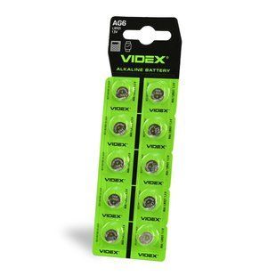 Батарейка годинникова Videx AG 6/LR921 BLISTER CARD 10 шт AG6/10B/1.5V фото