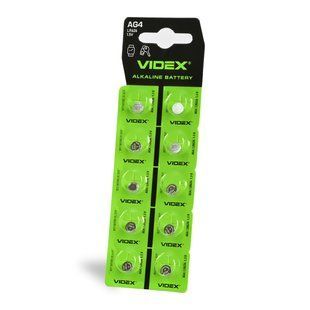 Батарейка годинникова Videx AG 4/LR626 BLISTER CARD 10 шт AG4/10B/1.5V фото