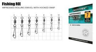 Вертлюг із застібкою Fishing ROI Impressed rolling swivel with hooked snap 707-21-08 фото