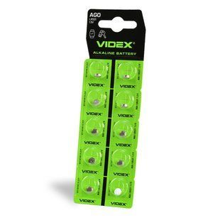 Батарейка годинникова Videx AG 0/LR521 BLISTER CARD 10 шт AG0/10B/1.5V фото