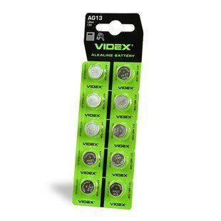 Батарейка годинникова Videx AG13/LR44 BLISTER CARD AG13/10B/1.5V фото
