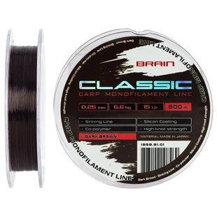 Волосінь Brain Classic Carp Line (dark brown) 300m 1858.81.04 фото