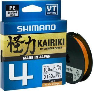 Шнур Shimano Kairiki 4 PE (Hi-Vis Orange) 2266.46.15 фото