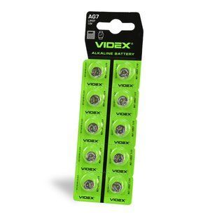 Батарейка годинникова Videx AG 7/LR926 BLISTER CARD AG7/10B/1.5V фото