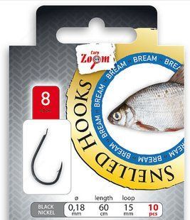 Повідець на волосіні з гачком - на ляща CZ Snelled Hook, Bream, #8, Line &Oslash;0,18mm/60cm, loop 15mm CZ5623 фото