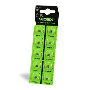 Батарейка годинникова Videx AG 1/LR621 BLISTER CARD AG1/10B/1.5V фото