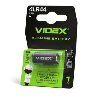 Батарейка лужна Videx 4LR44/A544 1шт BLISTER 4LR44/A544 1B фото