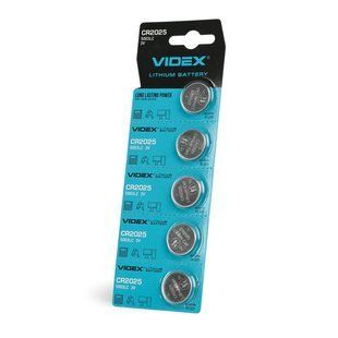 Батарейка літієва Videx CR2025 5шт BLISTER CARD CR2025 5pc фото