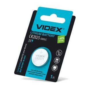 Батарейка літієва Videx CR2025 1шт BLISTER CARD CR2025 1B фото