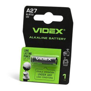 Батарейка лужна Videx А27 1шт BLISTER CARD А27 1B фото
