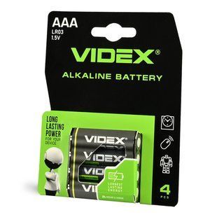 Батарейка лужна Videx LR03/AAA 4шт Blister Card LR03/AAA 4pcs BC фото