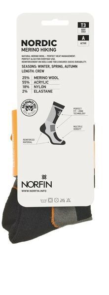Шкарпетки Norfin T3A NORDIC MERINO HIKING CREW (25% вовна, 55% акрил,18% Ny, 2% эласт) 304732-04XL фото