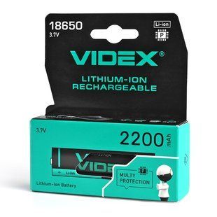 Акумулятор Videx літій-іонний 18650-P (захист) 2200mAh color box/1шт 18650-P/2200/1CB фото