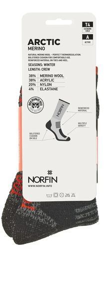 Шкарпетки Norfin T4A ARCTIC MERINO CREW (38% вовна, 38% акрил, 20% Ny, 4% эласт) 304743-04XL фото