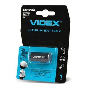 Батарейка літієва Videx CR123A 1шт BLISTER CARD CR123A 1pc фото